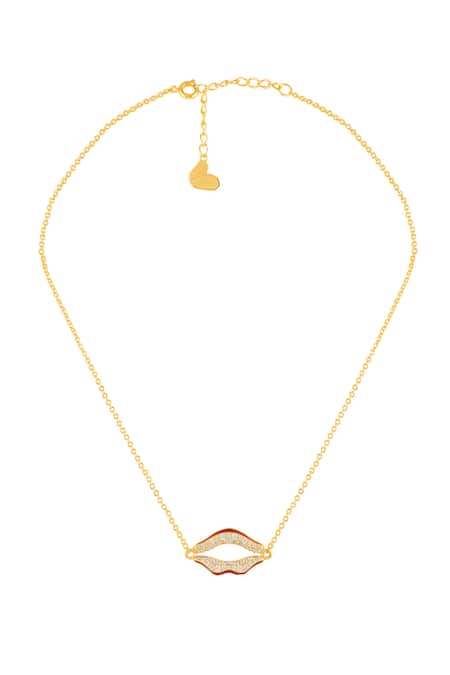 Isharya_Gold Plated Skylaire Lip Pendant Necklace _Online_at_Aza_Fashions