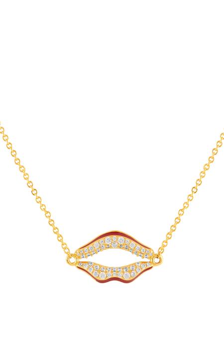 Buy_Isharya_Gold Plated Skylaire Lip Pendant Necklace _Online_at_Aza_Fashions