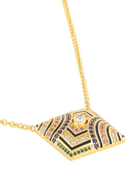 Shop_Isharya_Multi Color Vyntra Pendant Necklace _Online_at_Aza_Fashions