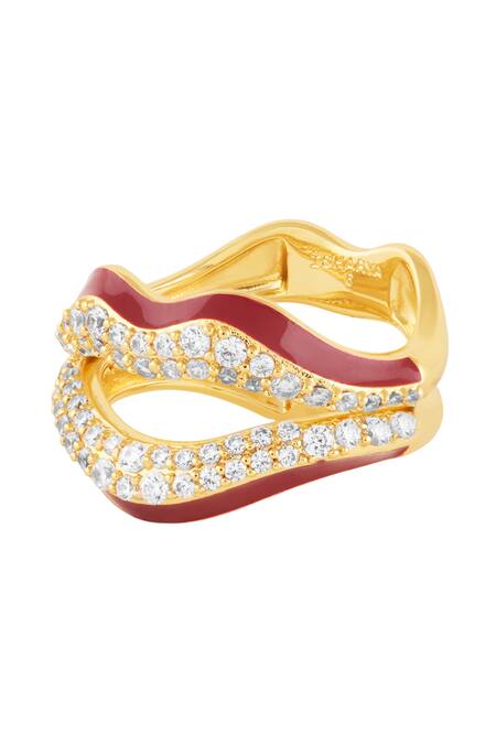 Buy_Isharya_Red Crystals Obscura Lip Ring _Online_at_Aza_Fashions