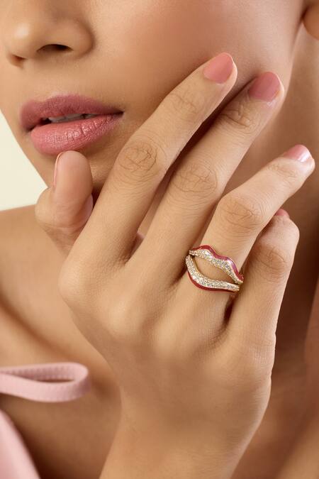 Shop_Isharya_Red Crystals Obscura Lip Ring _Online_at_Aza_Fashions