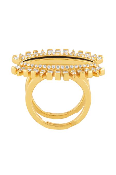 Isharya_Gold Plated Crystals, Stones Vestra Adjustable Ring _Online_at_Aza_Fashions
