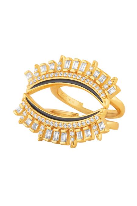 Buy_Isharya_Gold Plated Crystals, Stones Vestra Adjustable Ring _Online_at_Aza_Fashions