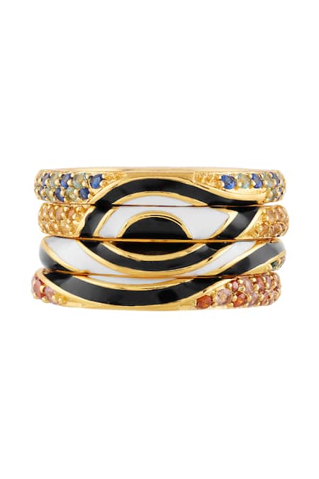 Shop_Isharya_Multi Color Crystals, Stones Surreva Statement Ring _Online_at_Aza_Fashions