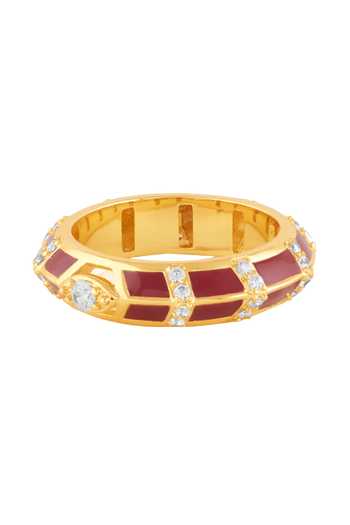 Isharya Red Crystals, Stones Kahlista Band Ring Online at Aza Fashions Isharya_Red Crystals, Stones Kahlista Band Ring_Online_at_Aza_Fashions