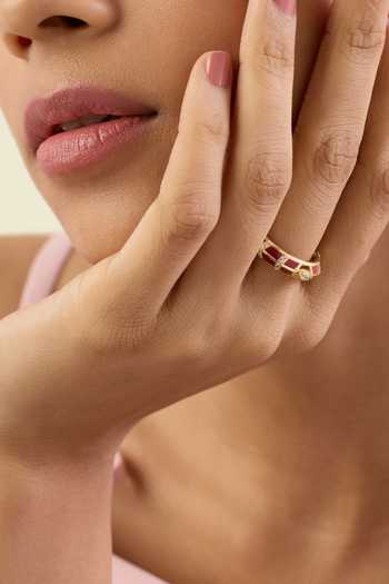 Shop Isharya Red Crystals, Stones Kahlista Band Ring at Aza Fashions Shop_Isharya_Red Crystals, Stones Kahlista Band Ring_at_Aza_Fashions