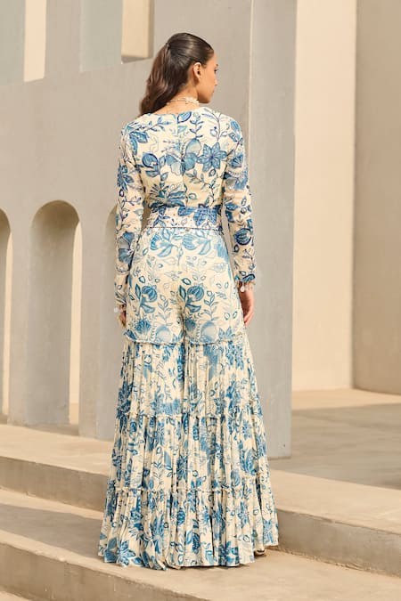 Diyarajvvir Floral Print Jumpsuit With Belt 