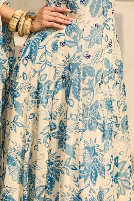 Shop_Diyarajvvir_Ivory Georgette Square Neck Floral Print Anarkali With Dupatta _Online_at_Aza_Fashions