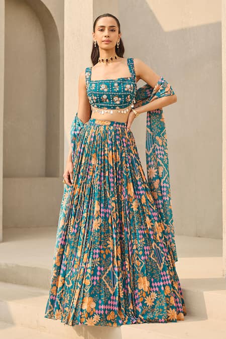 Diyarajvvir Abstract Floral Print Lehenga Set 