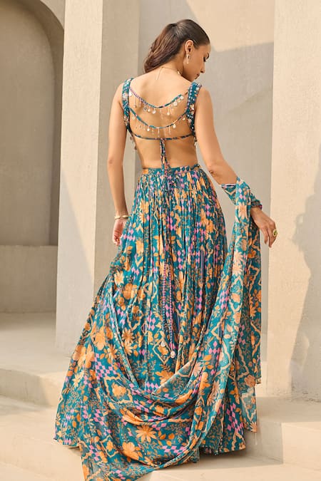 Diyarajvvir Abstract Floral Print Lehenga Set 