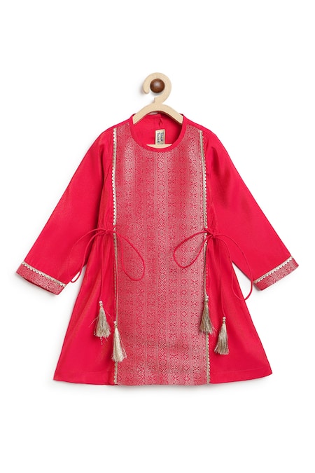 Shop Tiber Taber Red Viscose, Brocade, Polyester Lace, Embroidery Woven Kurta With Salwar Online at Aza Fashions Shop_Tiber Taber_Red Viscose, Brocade, Polyester Lace, Embroidery Woven Kurta With Salwar _Online_at_Aza_Fashions