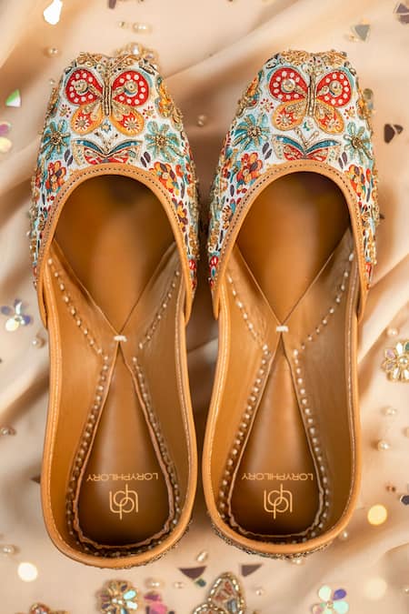 Loryphilory Floral Butterfly Embroidered Jutti 