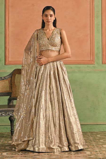 Lashkaraa Embroidered Foil Silk Lehenga Set 