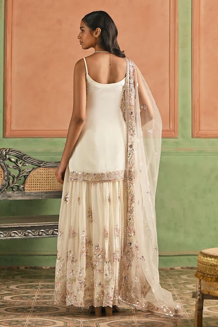 Lashkaraa Zari Butti Pattern Kurta Sharara Set 