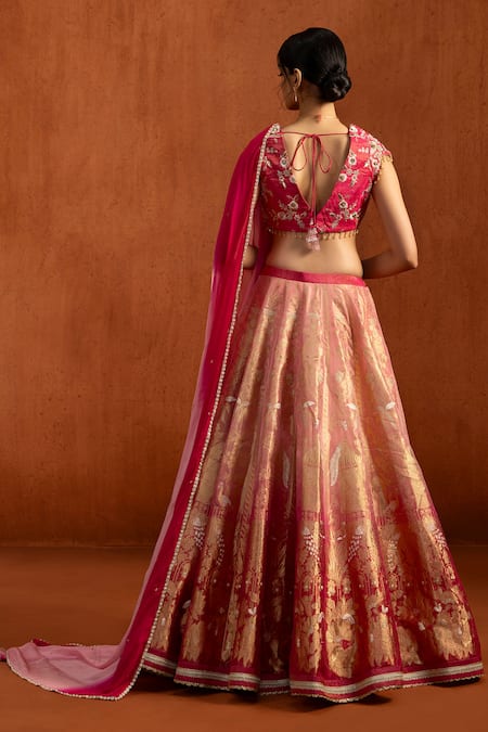 Lashkaraa Brocade Woven Lehenga Blouse Set 