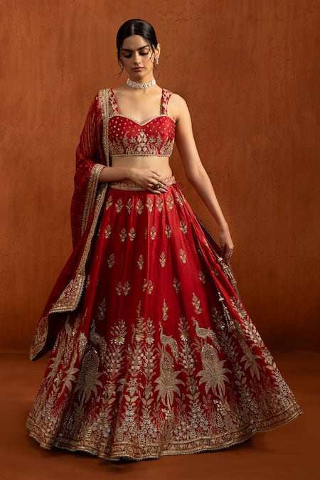 Lashkaraa Peacock Motif Embroidered Lehenga Set 