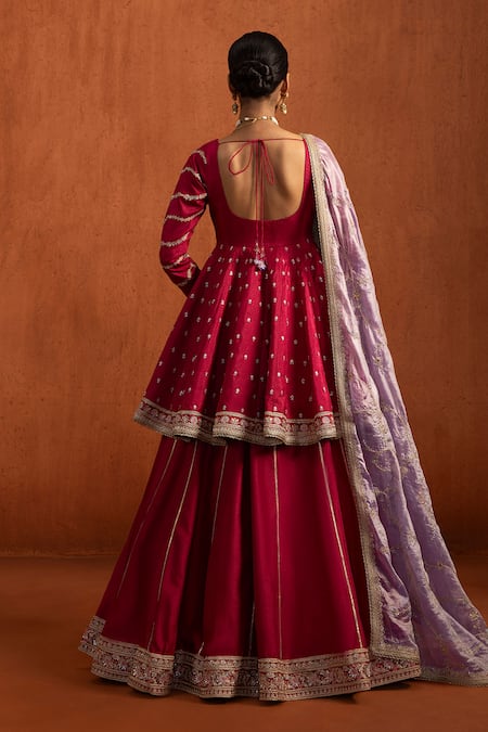 Lashkaraa Embroidered Peplum Tunic Lehenga Set 