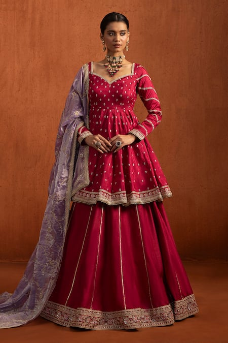 Lashkaraa Embroidered Peplum Tunic Lehenga Set 