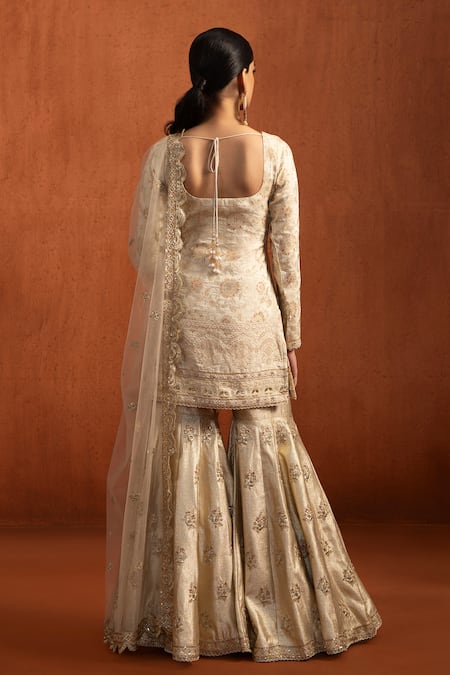 Lashkaraa Brocade & Lampi Woven Kurta Gharara Set 