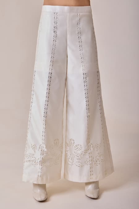 Needleten Floral Cutwork Palazzo 