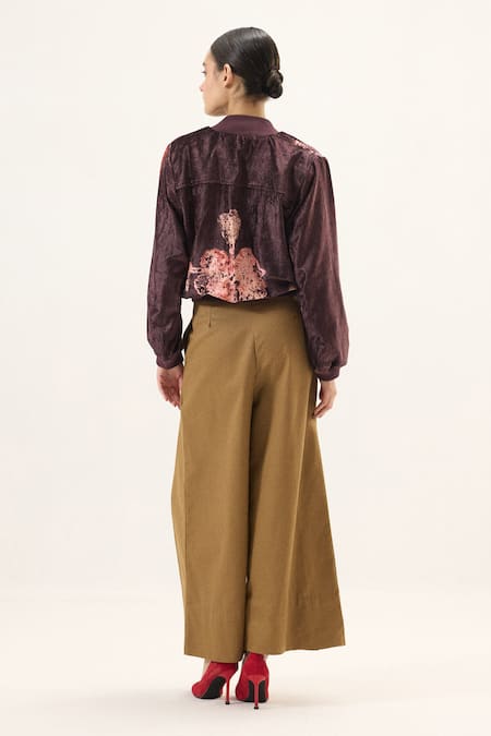 Kharakapas Plum Blossom Velvet Bomber Jacket 