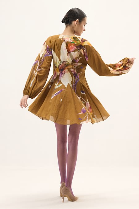 Kharakapas Grain Floral Print Dress 