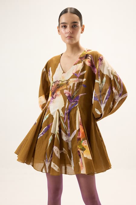 Kharakapas Grain Floral Print Dress 