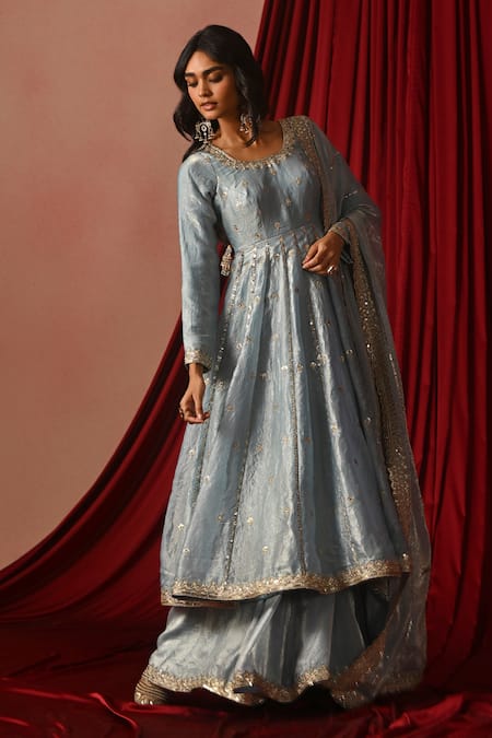 Lashkaraa Embroidered Anarkali Sharara Set 