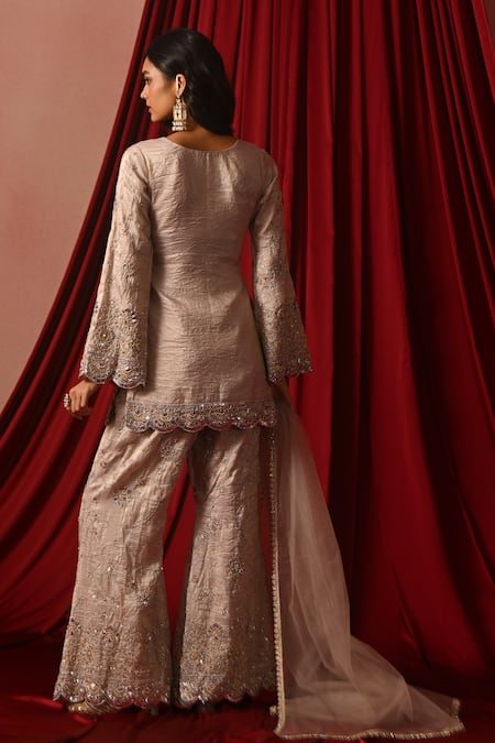 Lashkaraa Embroidered Tissue Kurta Sharara Set 