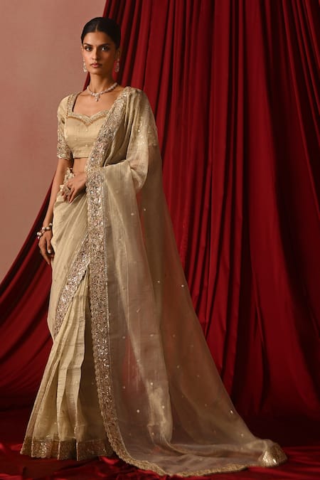 Lashkaraa Embroidered Tissue Saree With Blouse 