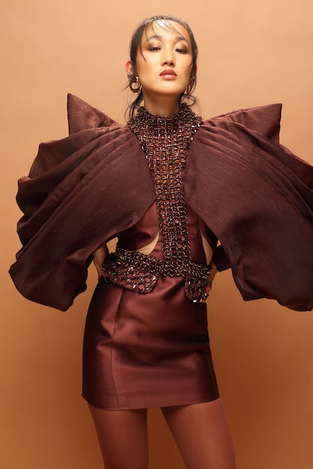 Pankaj & Nidhi Araquis Dune Sentinel Cape With Dress 