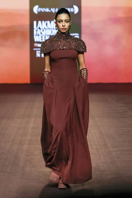 Pankaj & Nidhi Araquis Desert Regent Cape With Dress 