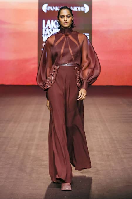 Pankaj & Nidhi Araquis Sable Eclips Jumpsuit With Top 