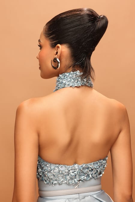 Pankaj & Nidhi Araquis Azure Eclipse Harness & Skirt Set 