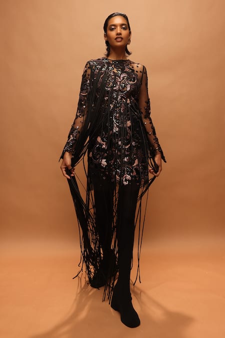 Pankaj & Nidhi Araquis Corvus Fringe Dress 