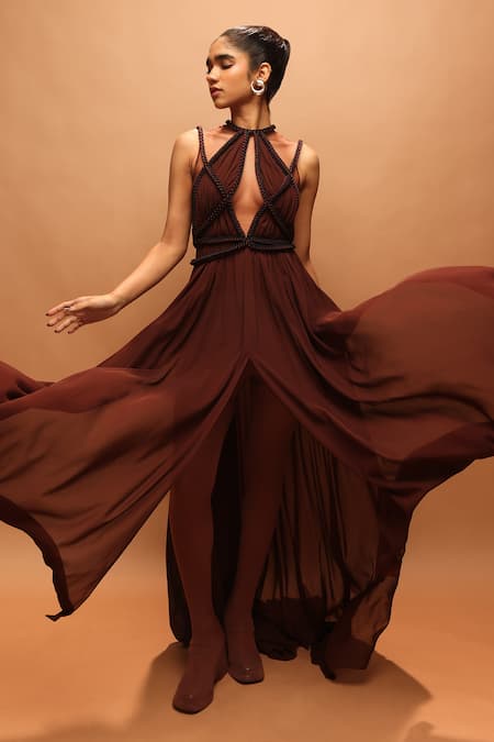 Pankaj & Nidhi Araquis Tawny Flow Dress 