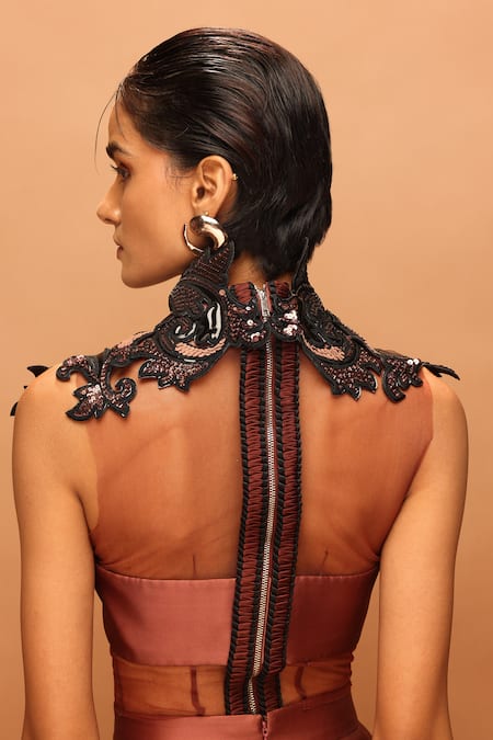 Pankaj & Nidhi The Copper Zenith Harness Top & Skirt Set 