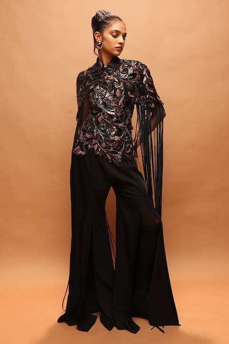 Pankaj & Nidhi Araquis Embroidered Cape Pant Set 