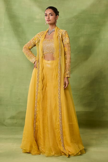 Awigna Fluroite Embroidered Jacket Sharara Set 