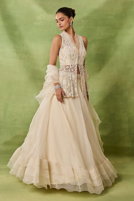 Awigna Ebonee Embroidered Peplum Top Skirt Set 