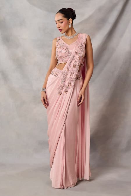 Awigna Alia Embroidered Blouse & Draped Saree Set 