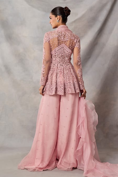 Awigna Maya Embroidered Peplum Top Sharara Set 