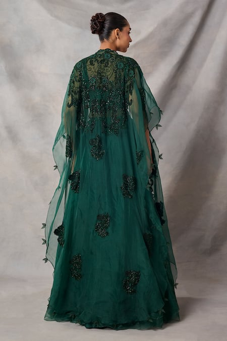 Awigna Narges Floral Embroidered Cape Lehenga Set 