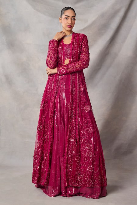 Awigna Rhodonite Embroidered Jacket Skirt Set 