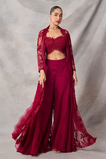 Awigna Celestite Embroidered Jacket Sharara Set 