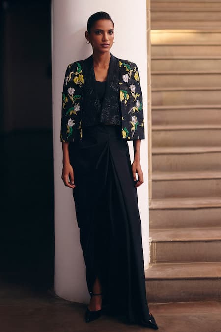 Studio Radical Beaded Crop Jacket & Skirt Set 