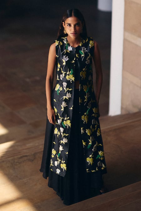 Studio Radical Jacquard Beaded Jacket & Flared Pant Set 