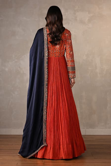 Onaya Applique Embroidered Crushed Anarkali & Dupatta Set 