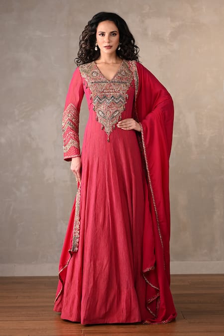 Onaya Applique Embroidered Anarkali & Dupatta Set 