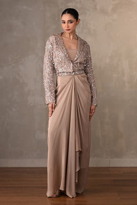 Onaya Mirror Sequin Work Jacket Skirt Set 